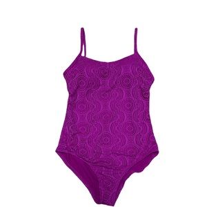 Catalina One Piece Swimsuit Women’s S Purple Eyelet Swimwear Beach Bathing Suit